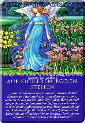 Engel Tageskarte auf sicherem Boden stehen
